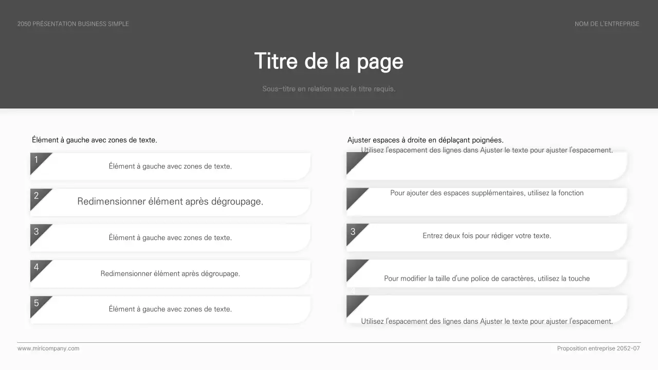Présentation d'entreprise simple, de style basique, en noir et blanc