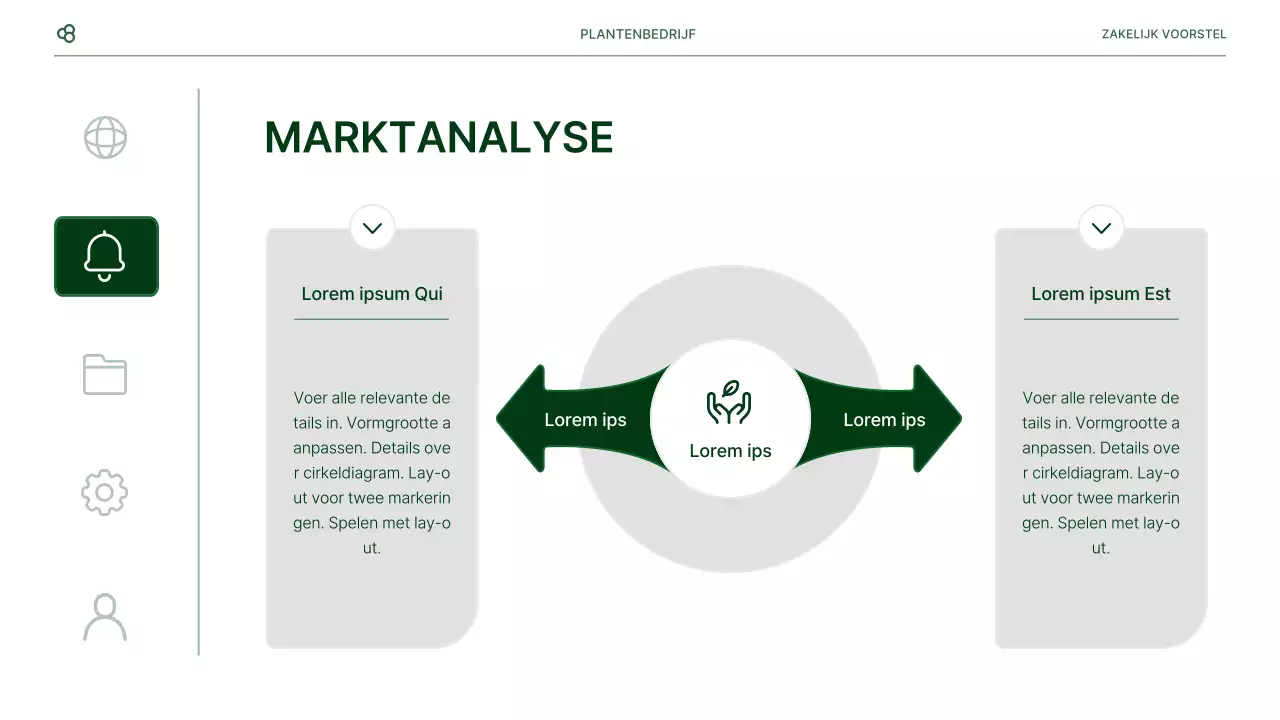 Zakelijk zakelijk voorstel in wit en groen natuurlijk bladconcept