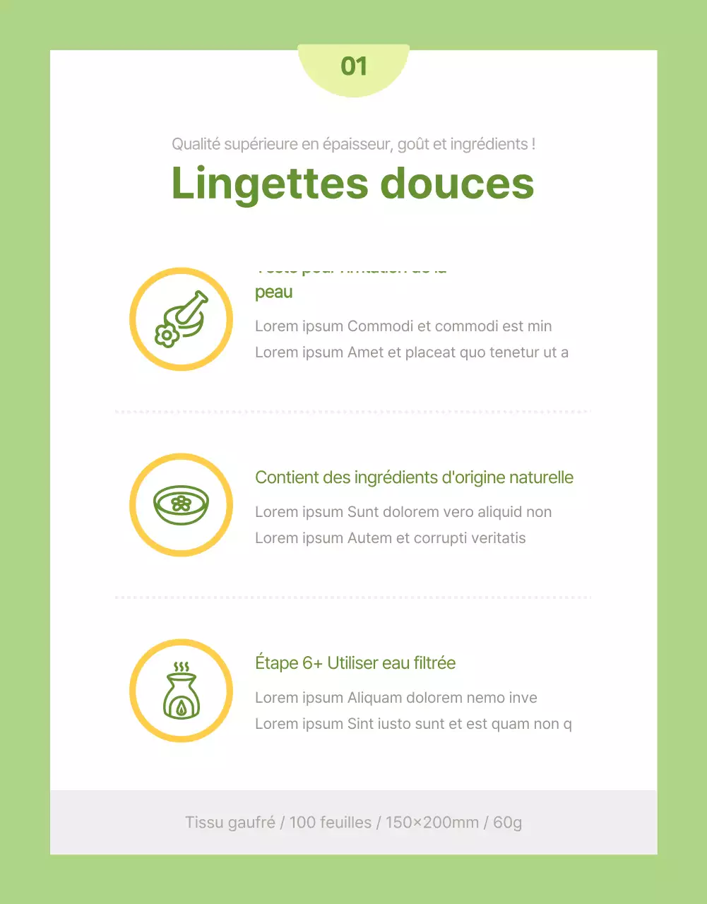 Explication des lingettes simples jaunes et chartreuses