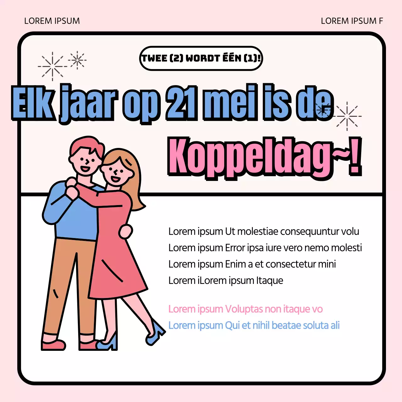 Promoot een kliniek voor relatietherapie met mooie roze en blauwe illustraties