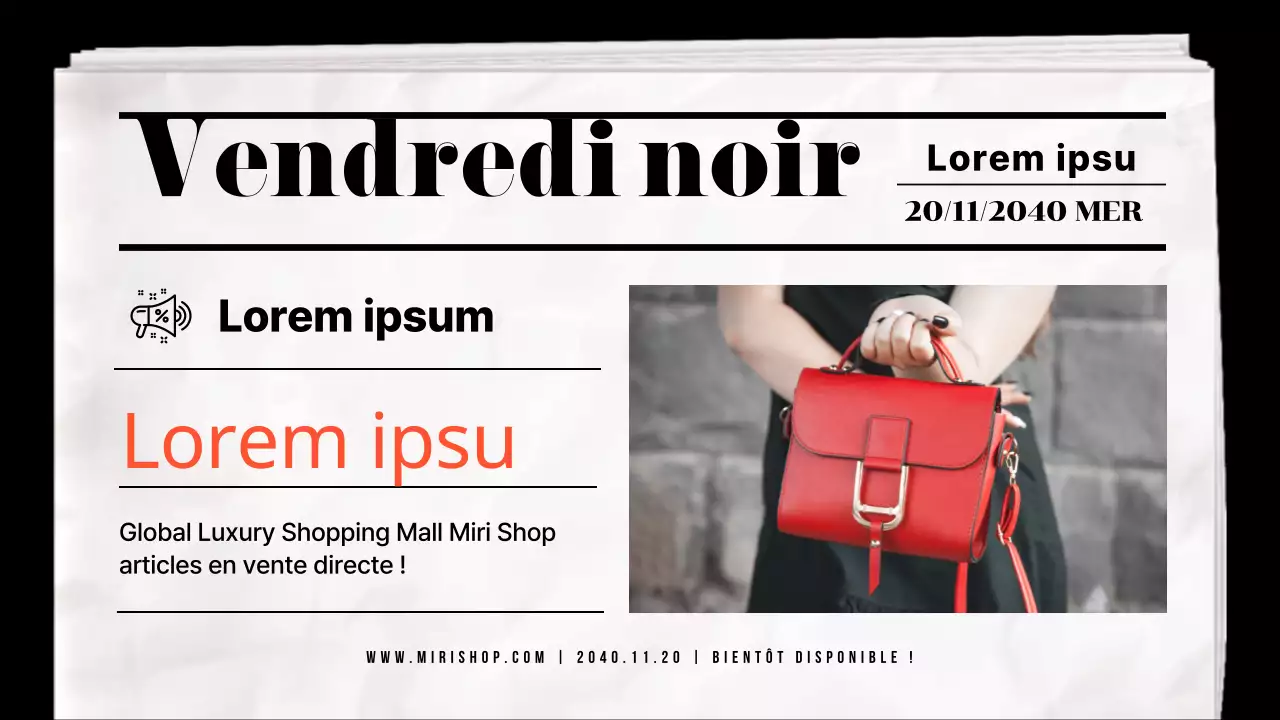 Concept de journal en noir et blanc Vente du vendredi noir