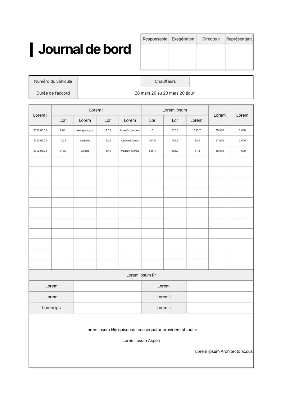 Un carnet de bord simple et bien conçu