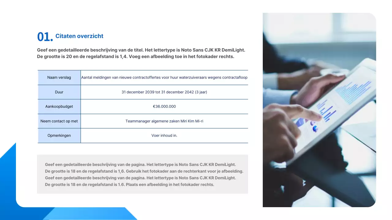 Blauw en wit, keurig nette waterdispenser verhuur offerte rapport