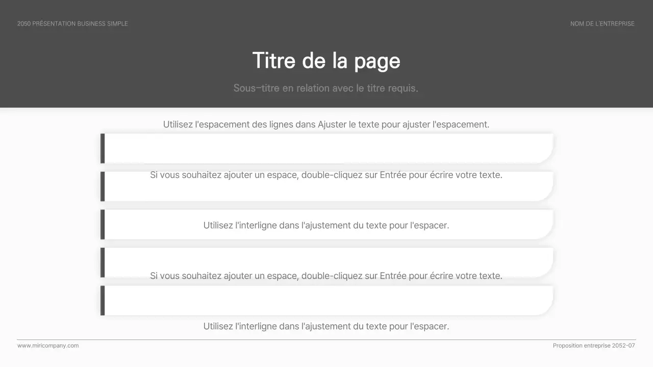 Présentation d'entreprise simple, de style basique, en noir et blanc