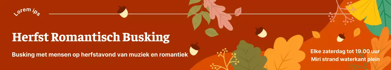 Promoot buskingevenementen in de herfst met een rode achtergrond