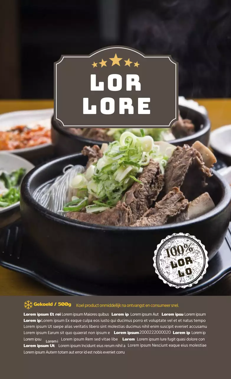 label van bruine foto gemarkeerde voedselribben