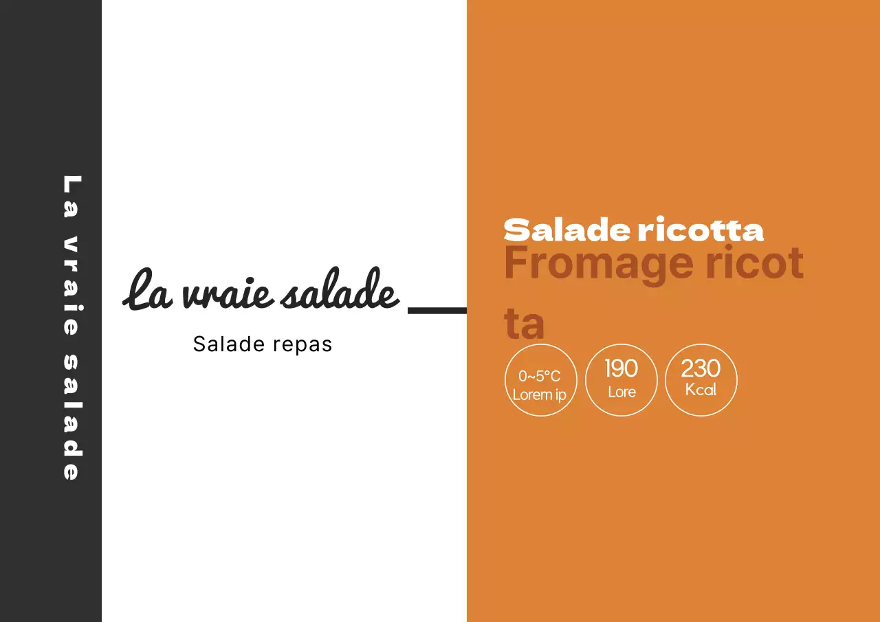Illustration orange noire étiquette alimentaire pour salade