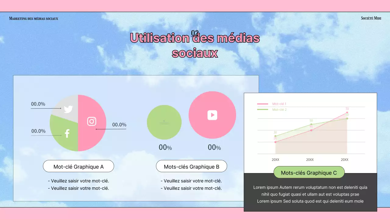Tendances de l'industrie du marketing des médias sociaux sur fond bleu clair