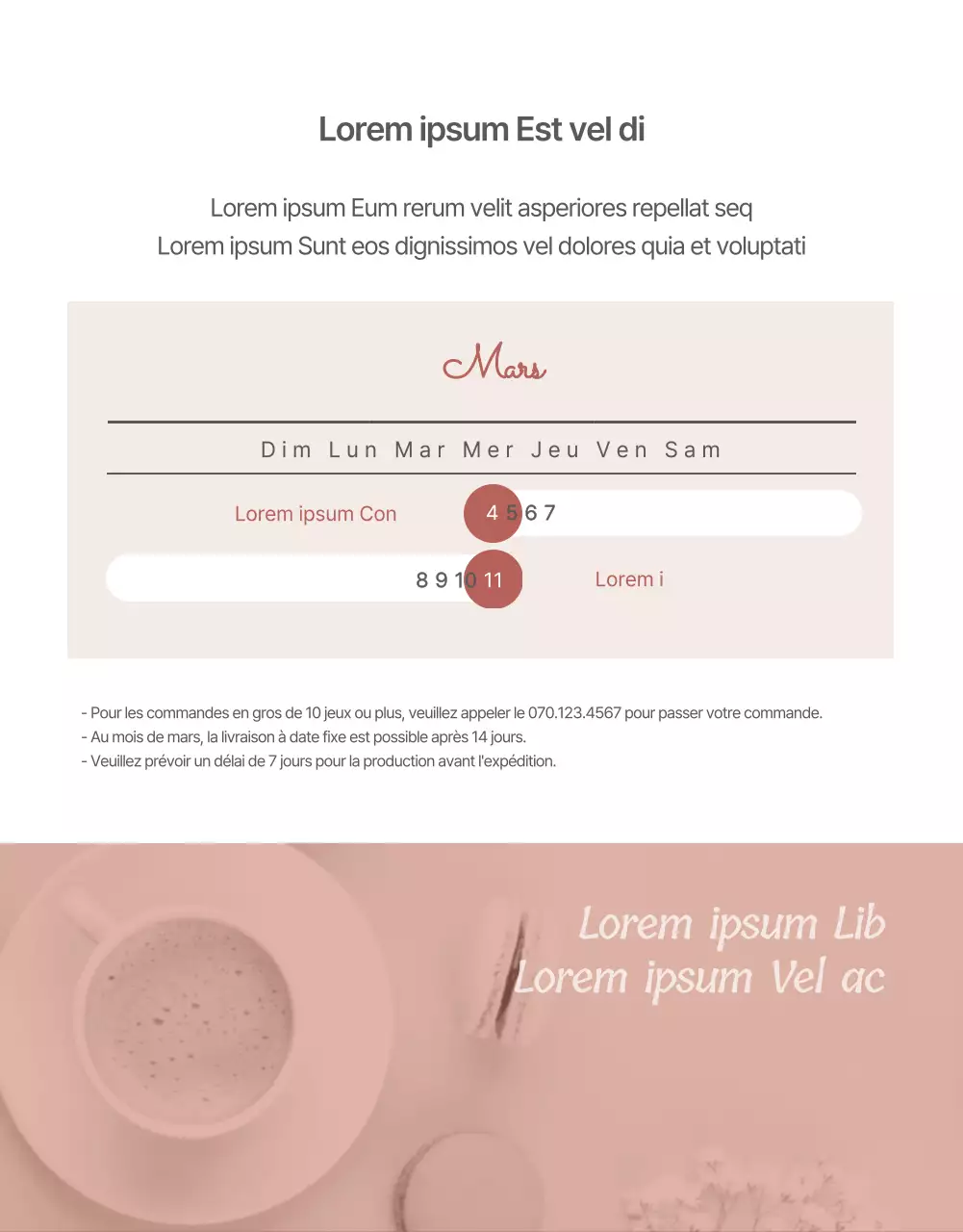 Macarons modernes de la Journée Blanche en rose et beige Product Brief