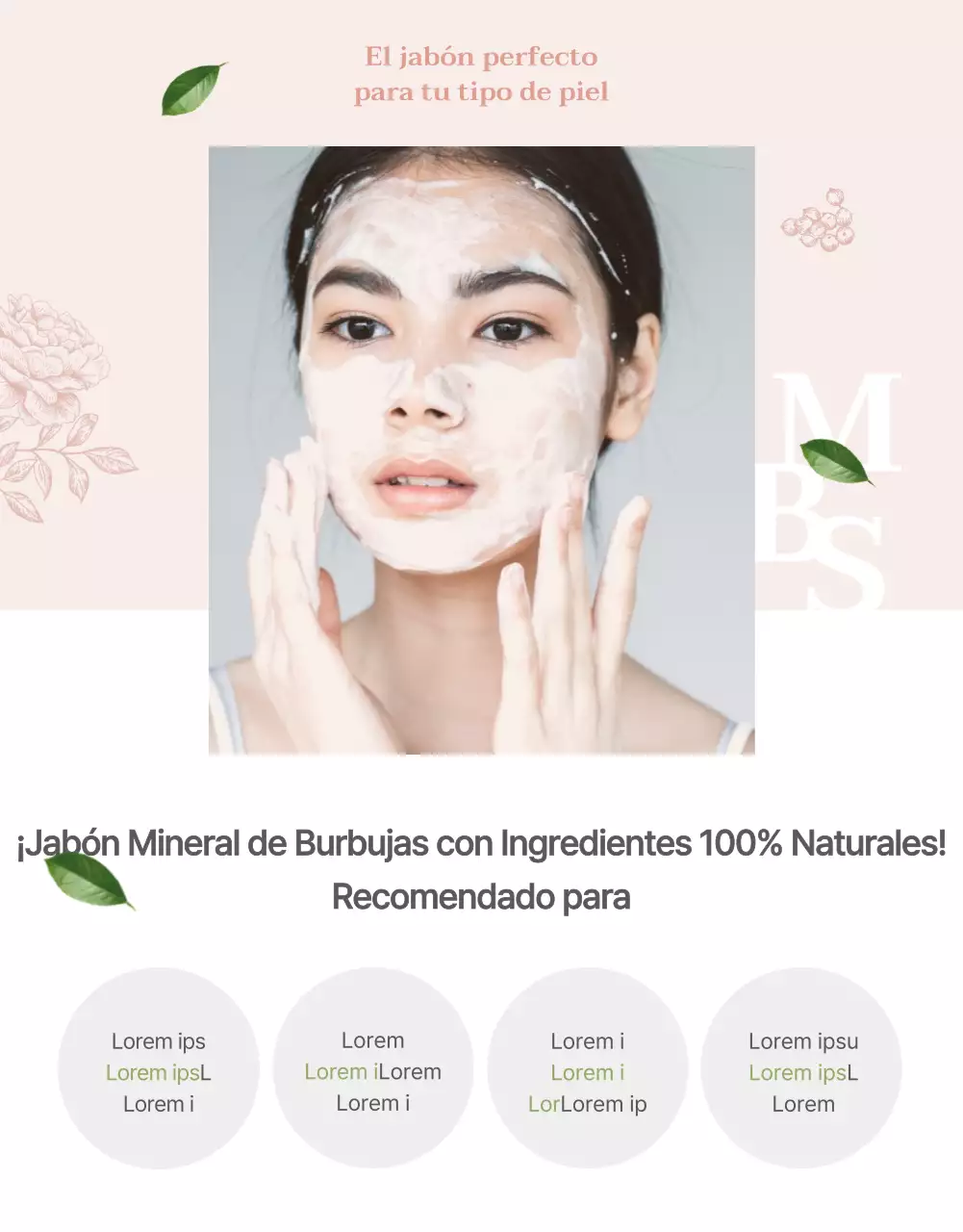 Jabón natural limpiador mineral rosa claro