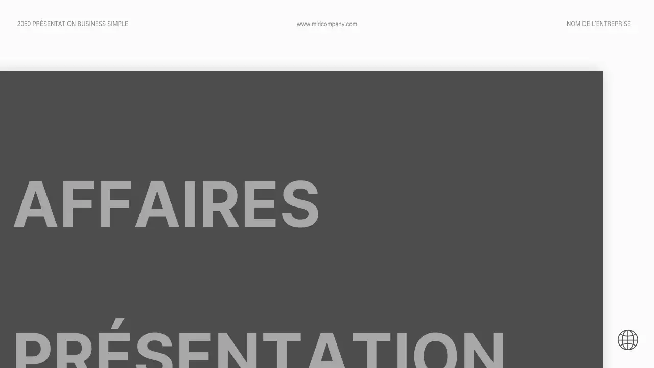 Présentation d'entreprise simple, de style basique, en noir et blanc