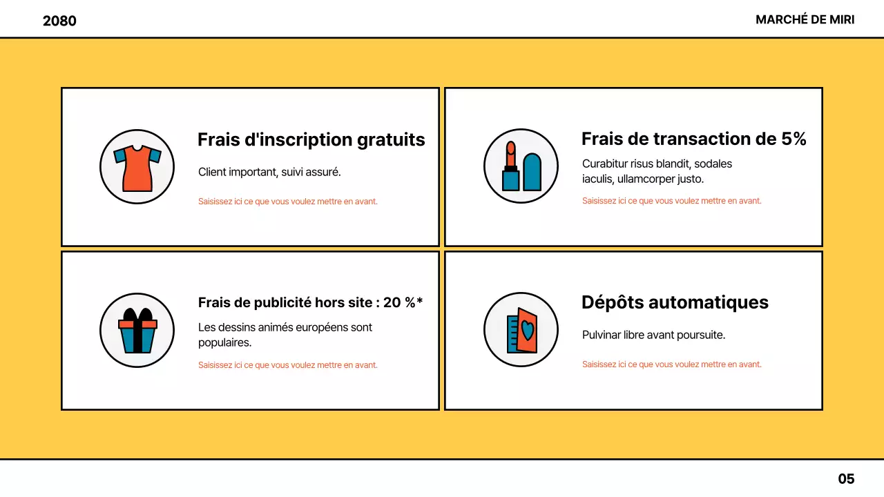 Guide pour la création d'une place de marché colorée