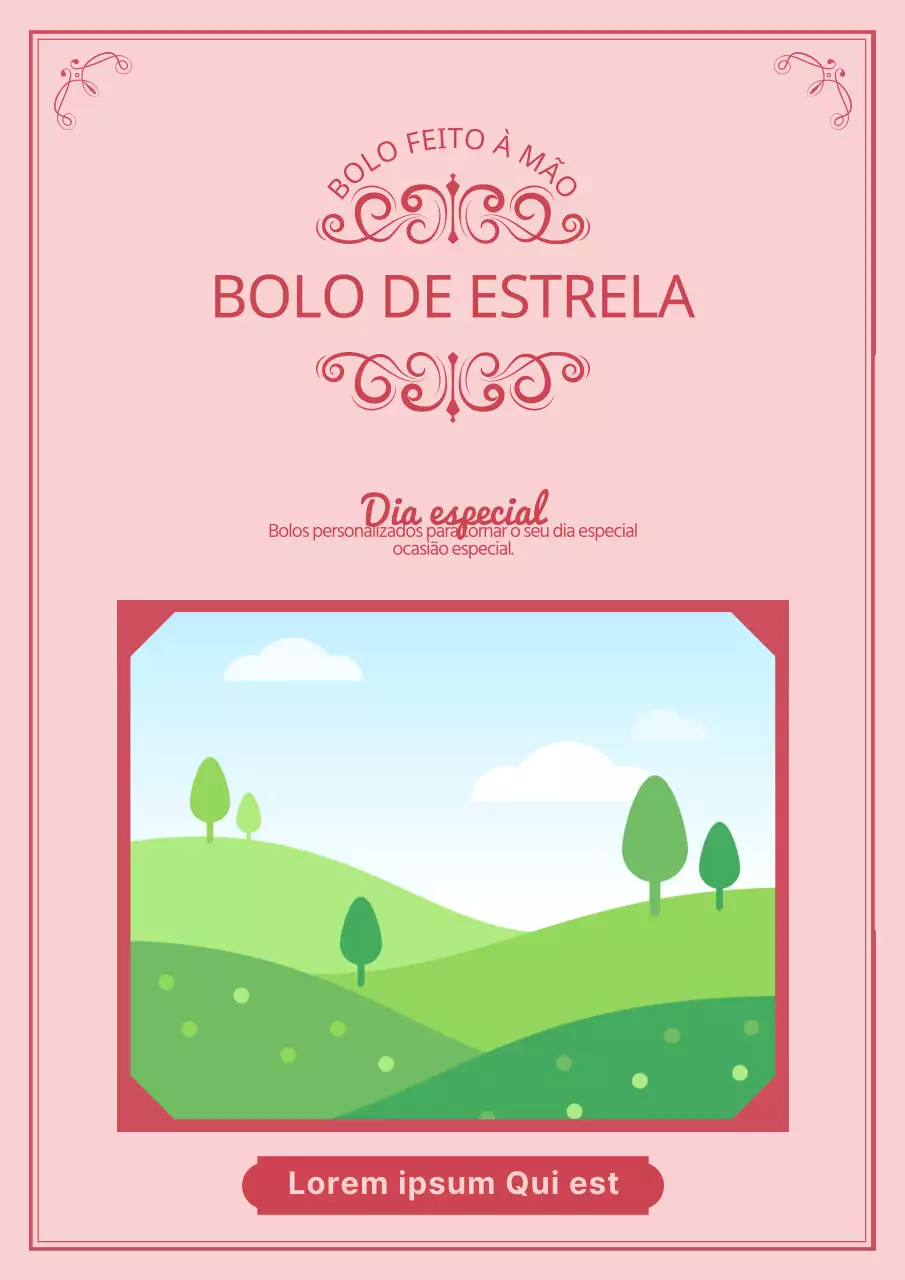 Promover uma pastelaria de luxo com curvas e linhas cor-de-rosa