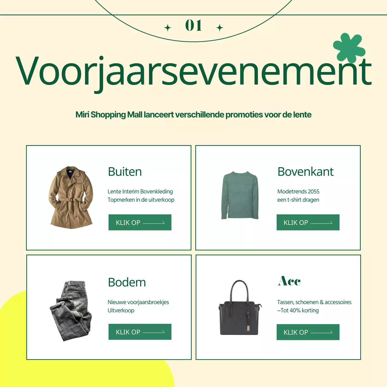 Een groen en fris lente-evenement voor winkelcentra