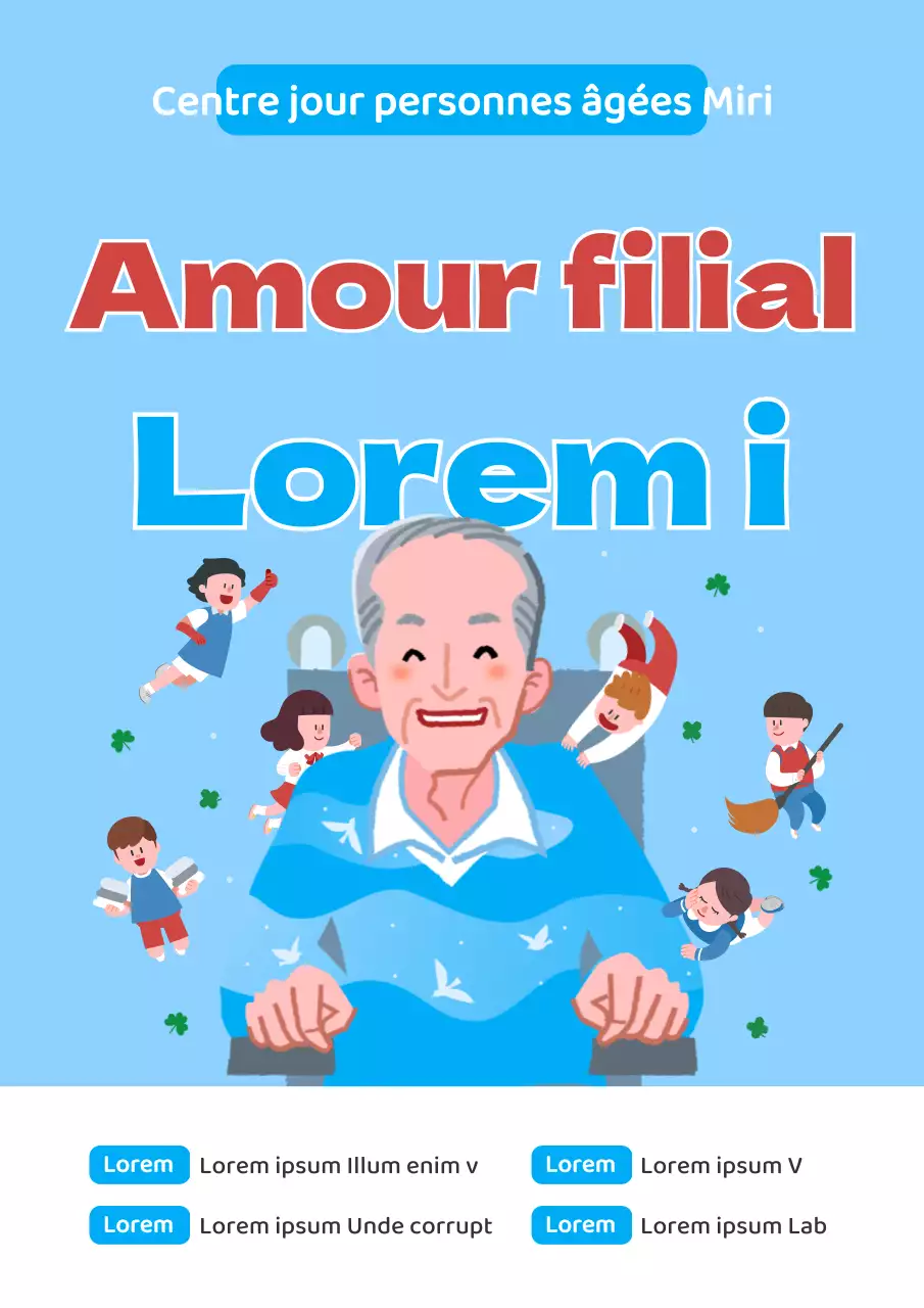 Guide de recrutement des bénévoles pour le centre de soins pour personnes âgées bleu ciel et rouge