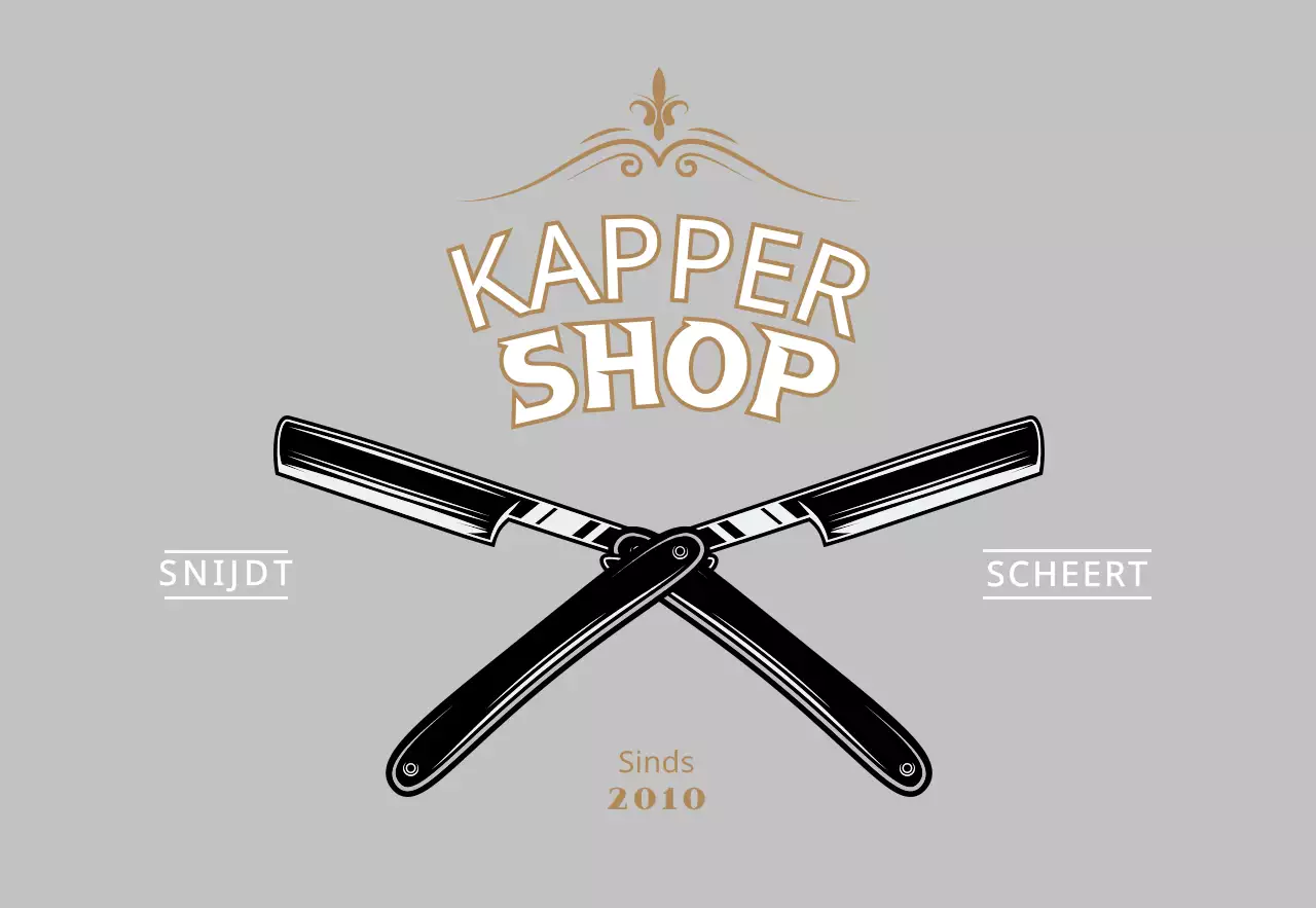 Vintage kapperszaak uithangbord in grijs