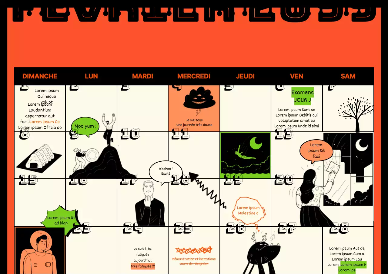 Mignon calendrier vintage Munsley sur fond orange