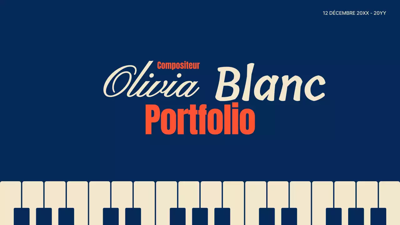 Portefeuille de compositeur sur le thème du piano en bleu marine