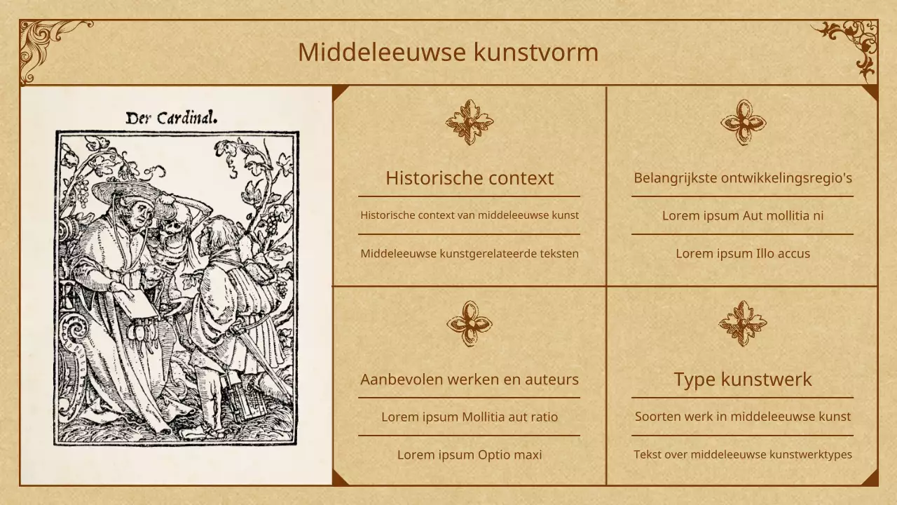 Middeleeuwse kunst in beige en bruin Presentatie