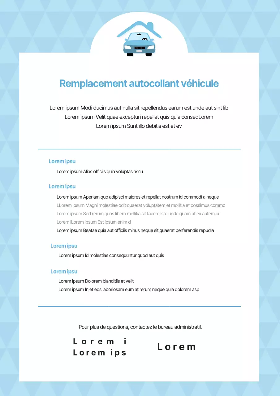 Documentation simple sur le remplacement d'un autocollant bleu clair pour voiture