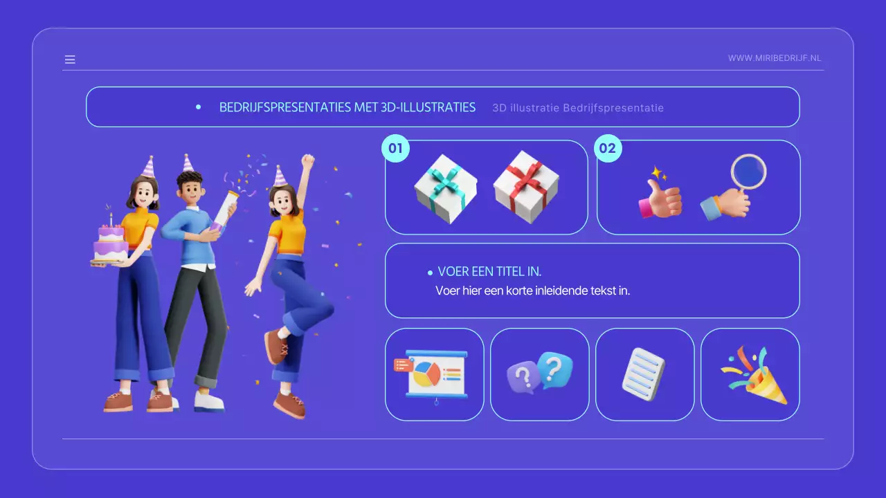 Kitscherige aankondiging met schattige blauwe illustraties