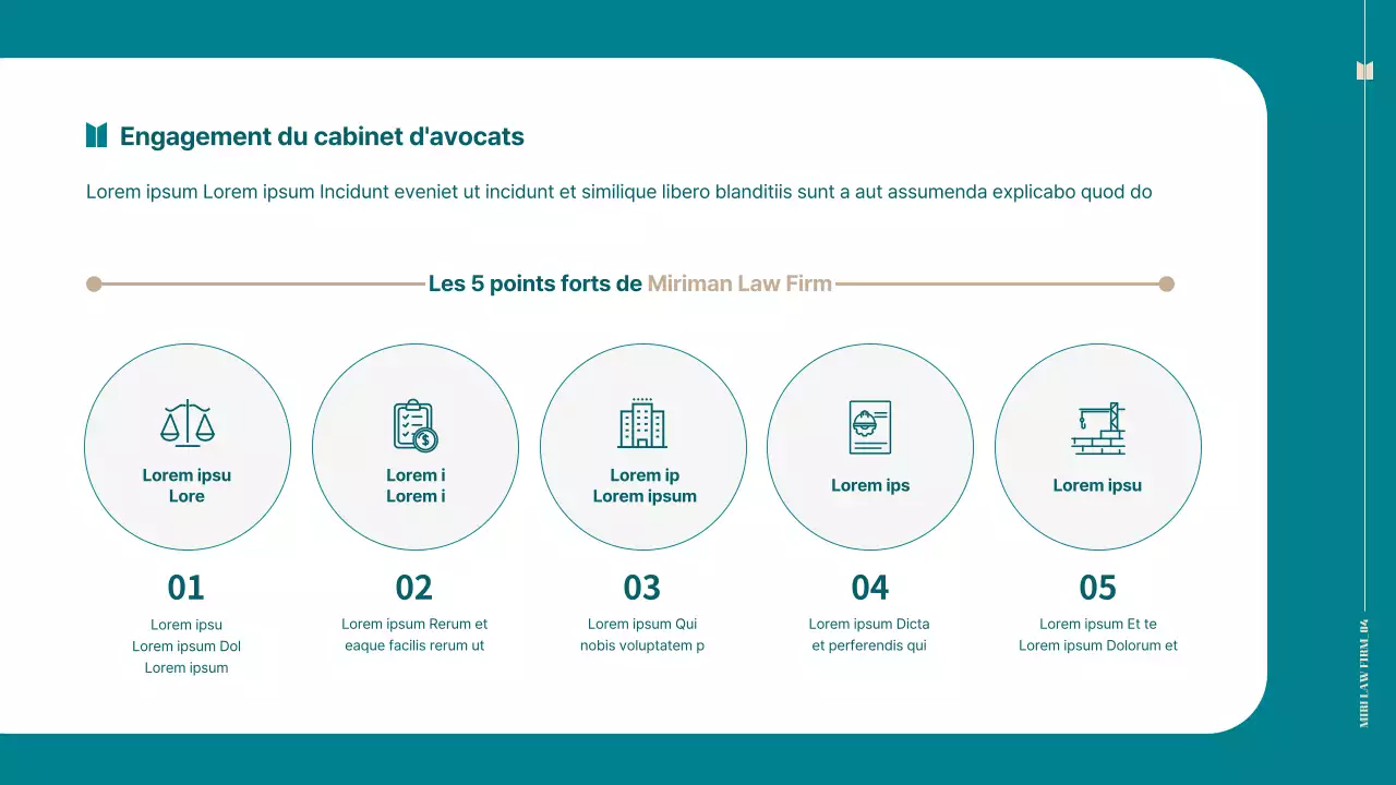 Proposition de cabinet d'avocats avec un thème simple de couleur turquoise
