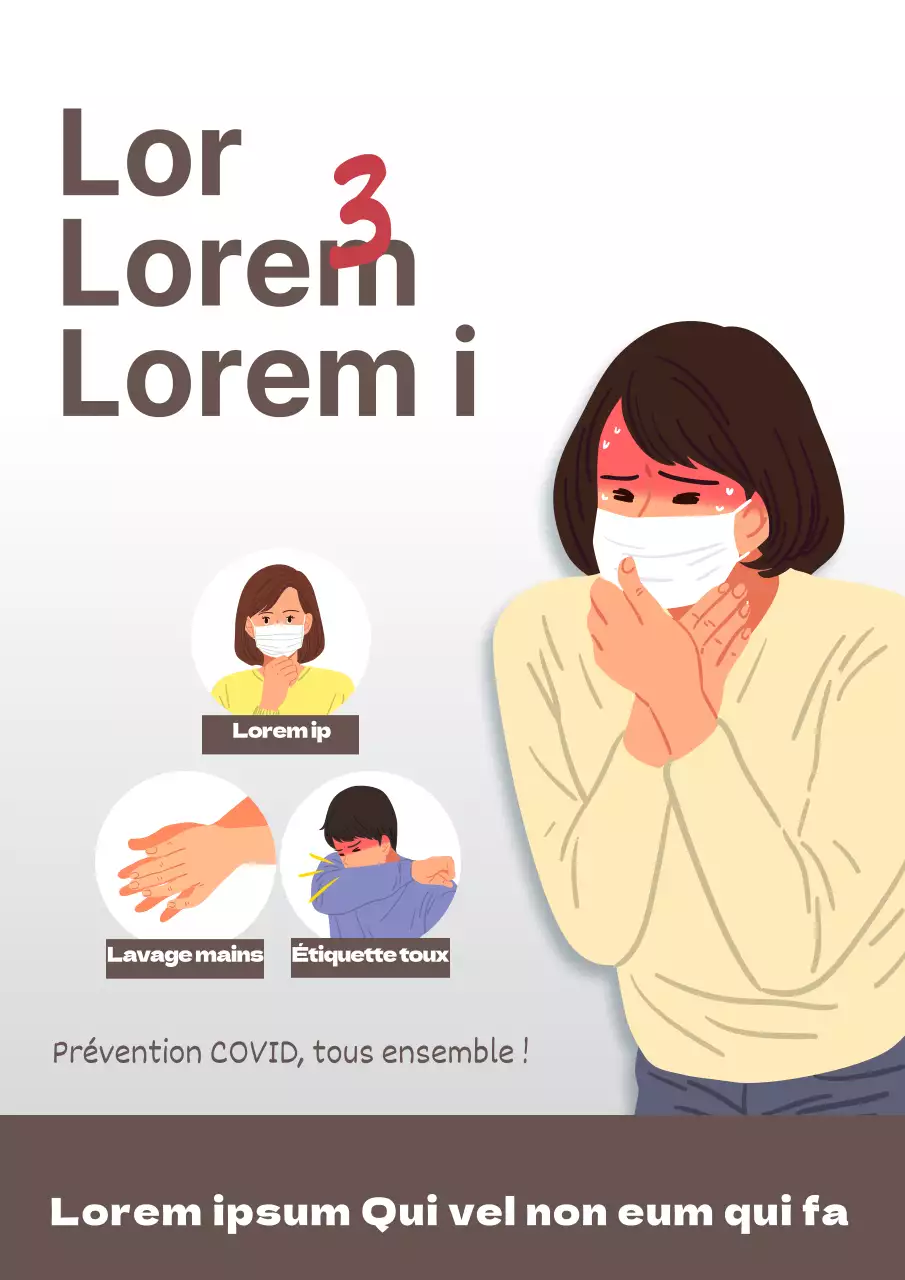 Un simple dépliant brun et gris pour la campagne sur les précautions à prendre contre les virus
