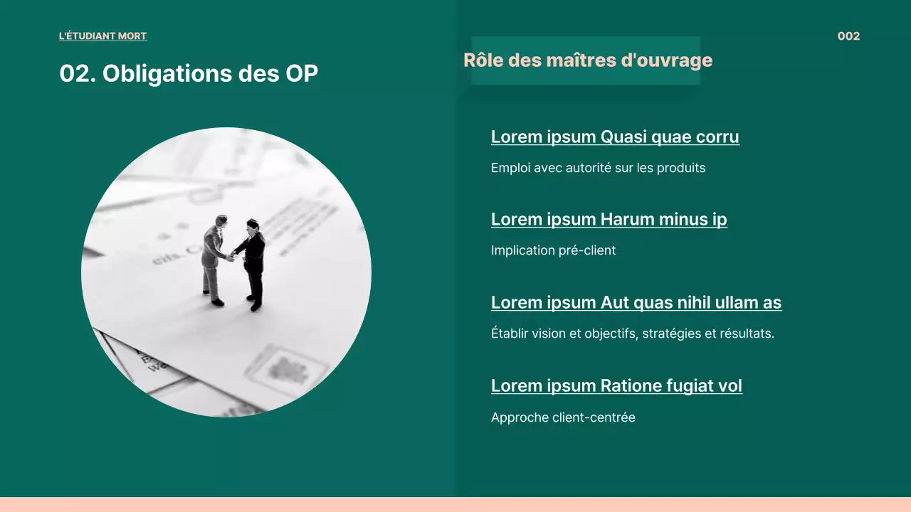 Présentation de l'emploi PO en vert et rose