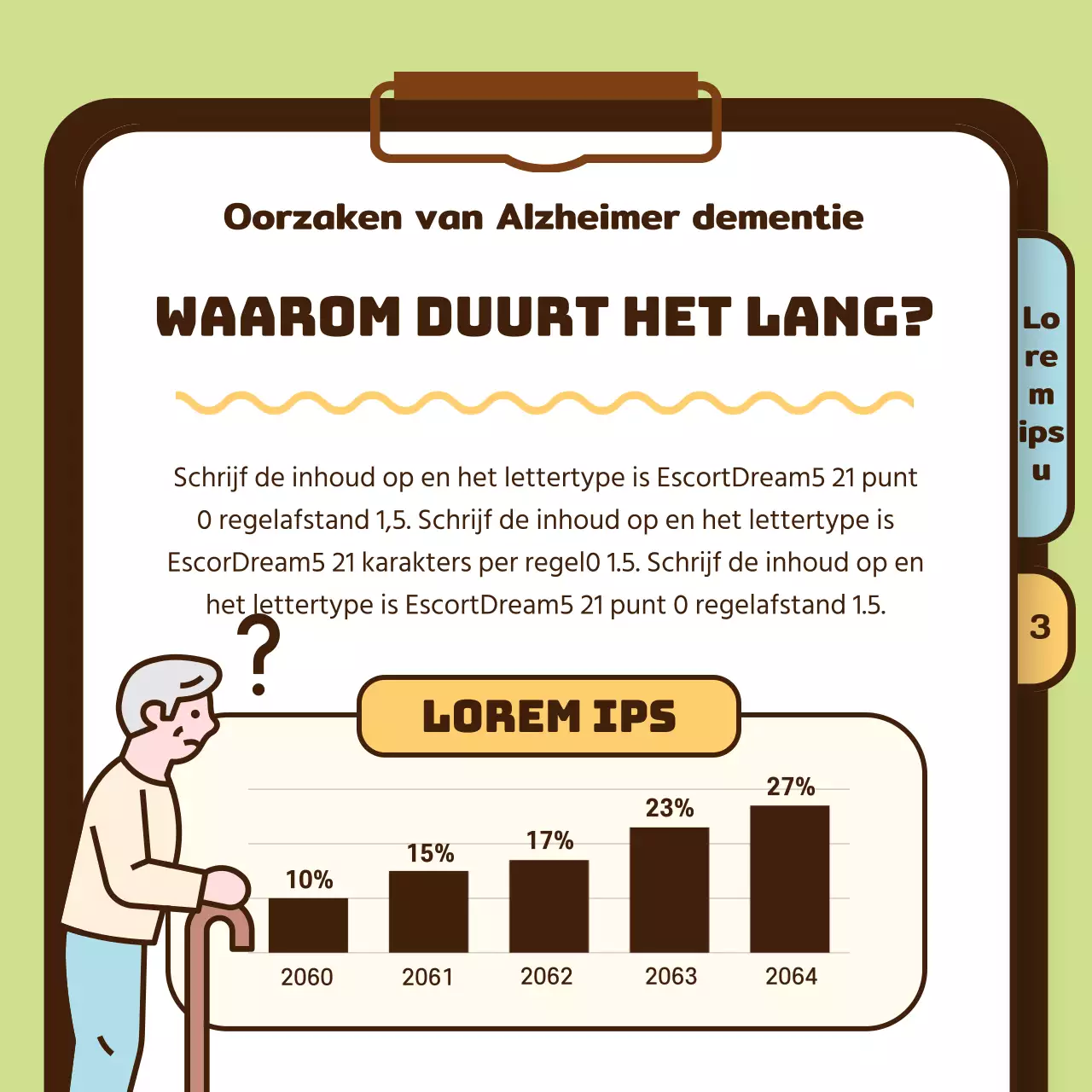 Gezondheidsinformatie voor oudere volwassenen met de ziekte van Alzheimer in geel chartreuse lichtblauw
