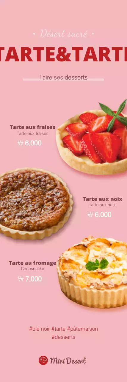 Bannière de café dessert en rose