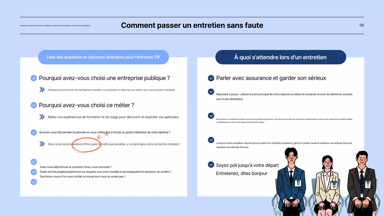 Présentation du programme spécial de tutorat pour les entreprises publiques en bleu
