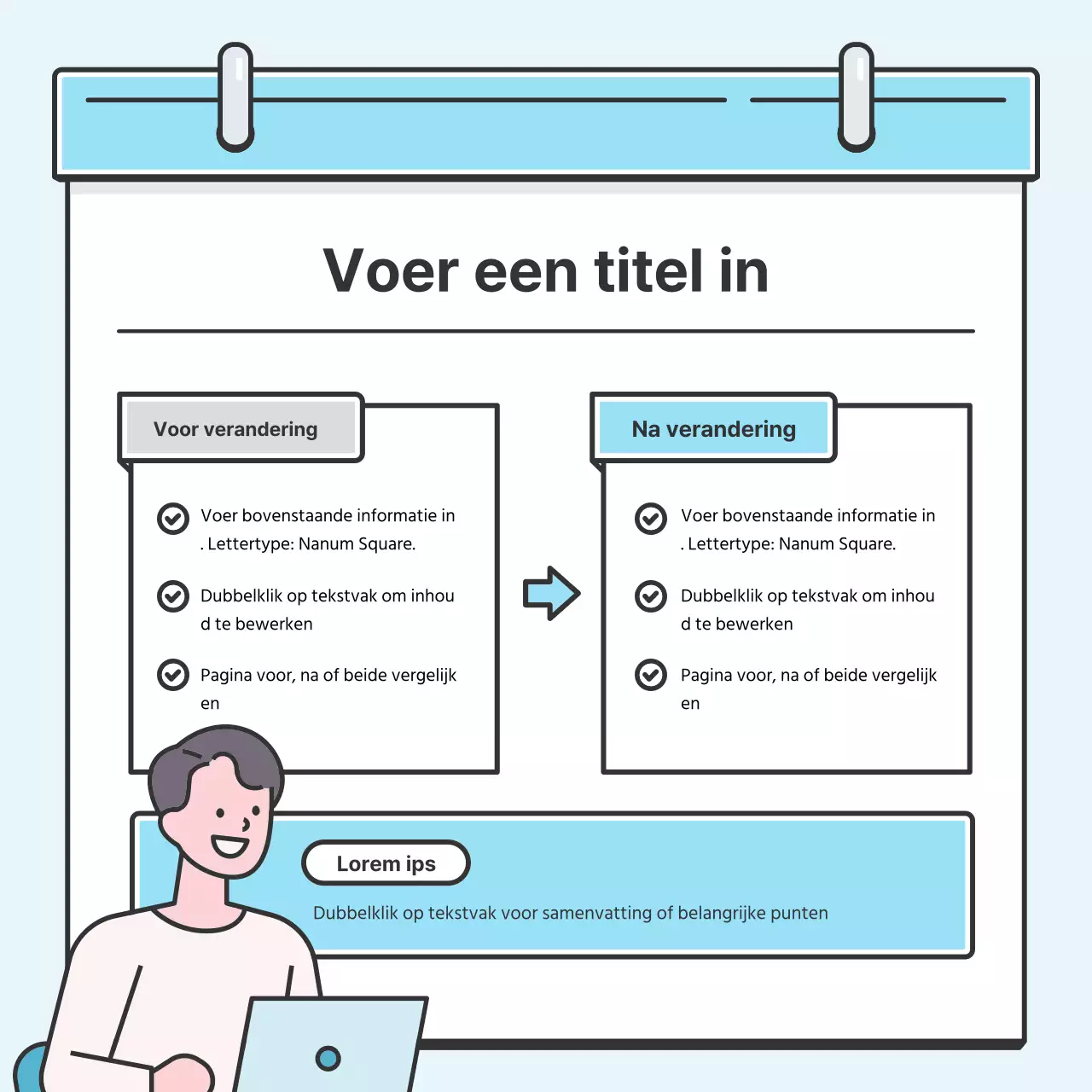 Light Blue Note Concept Nette kaart met leuke illustratiesNieuws