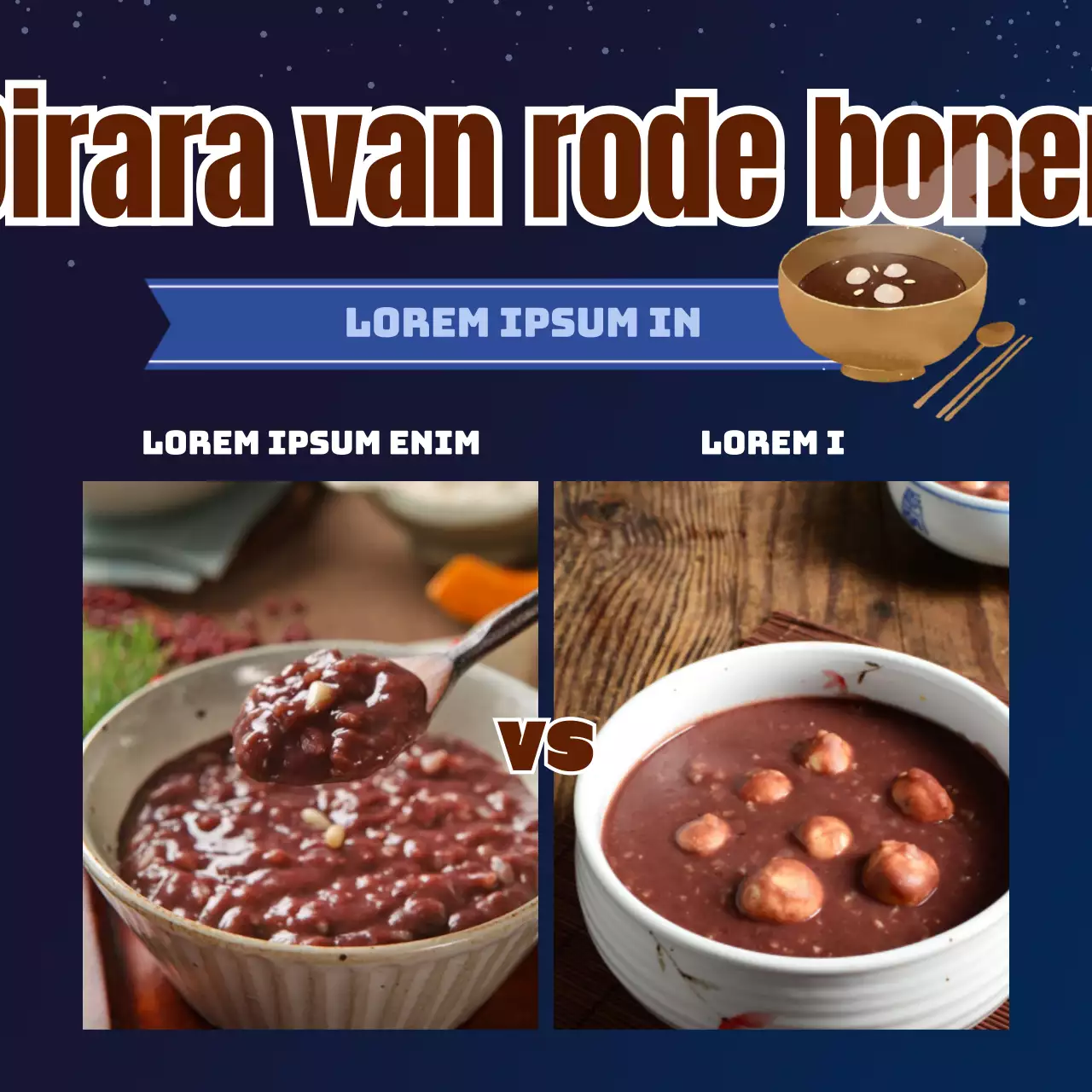 Winterzonnewende rode bonenpap met een besneeuwde nachtelijke hemel in donkere marineblauwe tinten