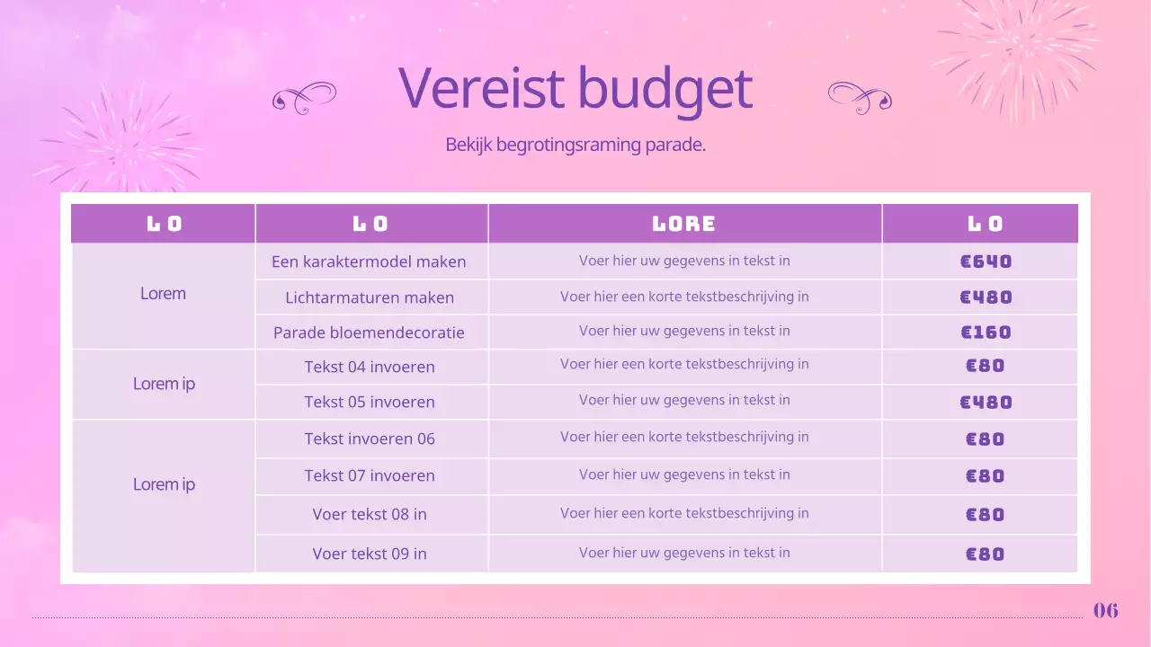 Pastelkleurige evenementenplanner voor pretparkparade