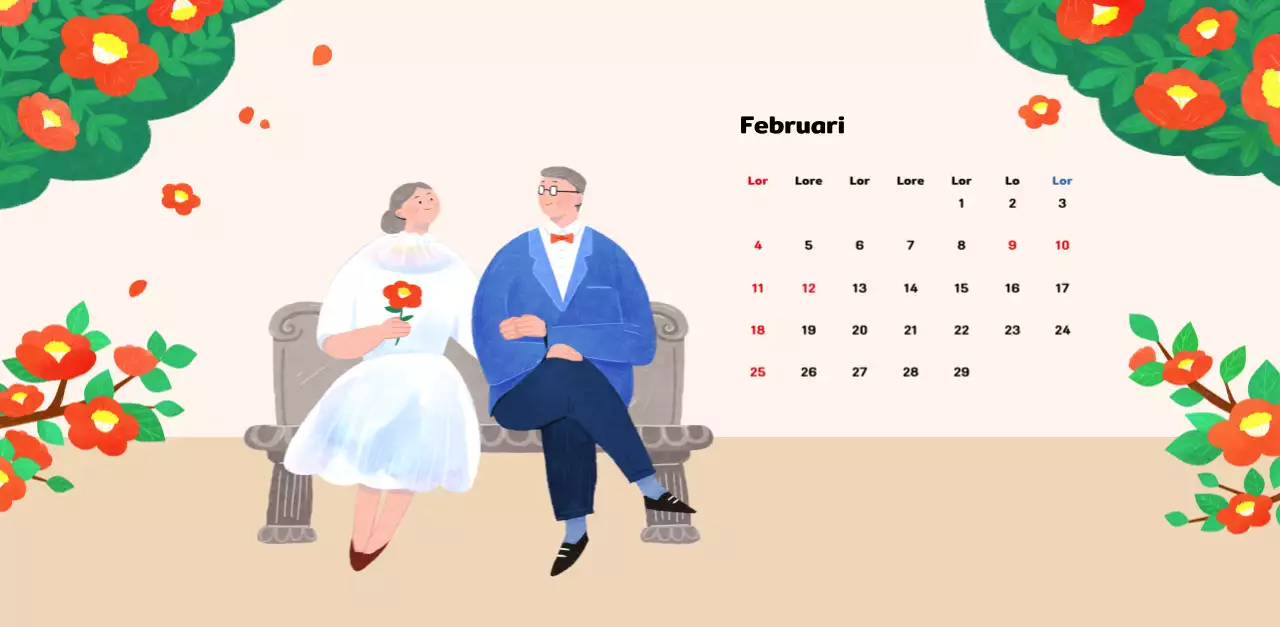 Een warme, geïllustreerde nieuwjaarskalender