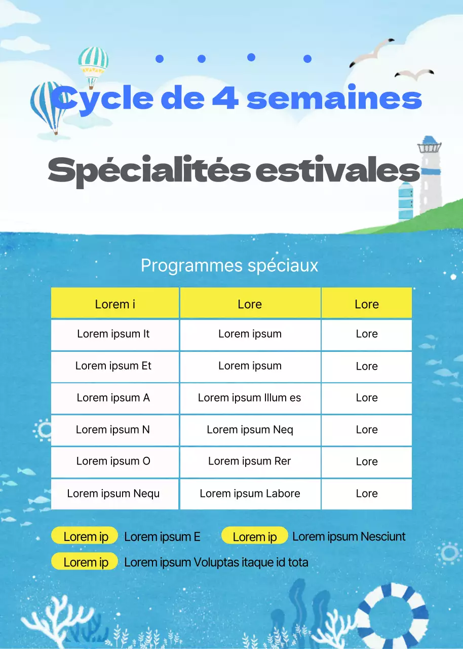 Une affiche bleue annonçant un cours de vacances d'été