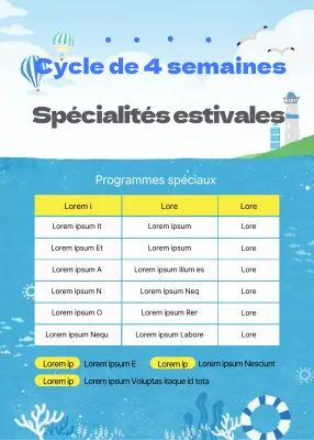 Une affiche bleue annonçant un cours de vacances d'été