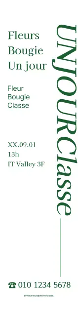 A propos du cours d'une journée : une bougie simple, sentimentale, de style sculpture en vert.