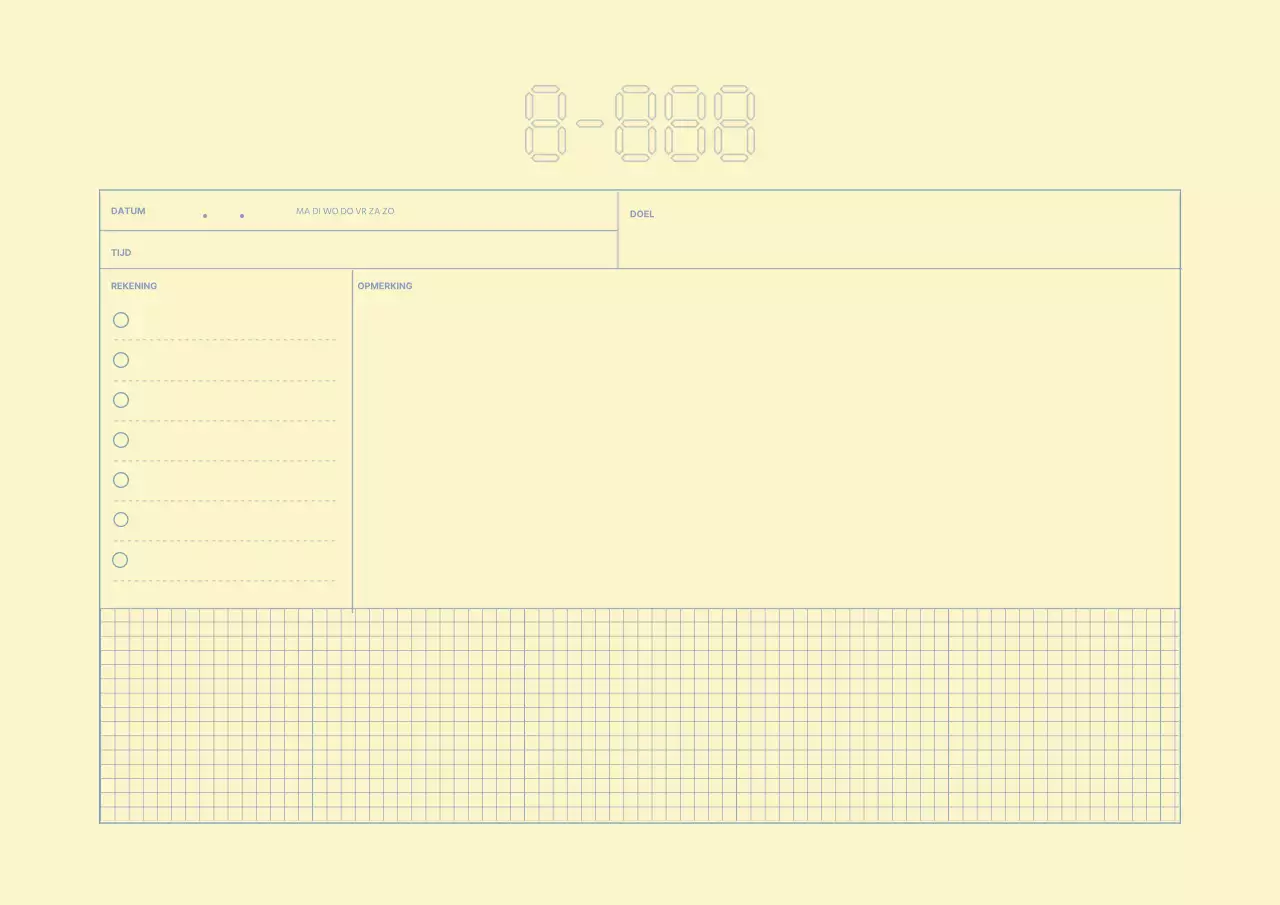 Eenvoudige planner met gele blauwe lijn