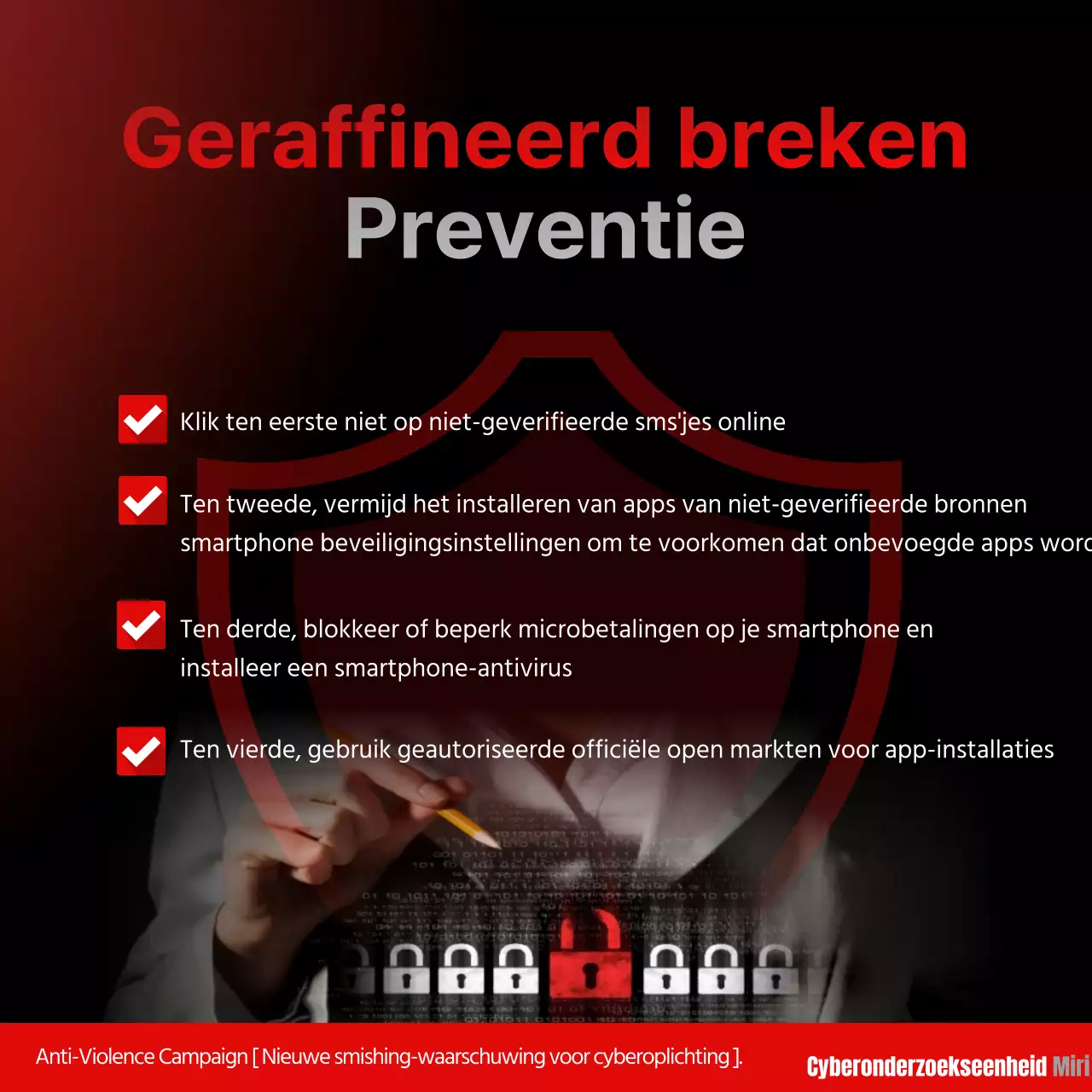 Rood en zwart smishing waarschuwingen