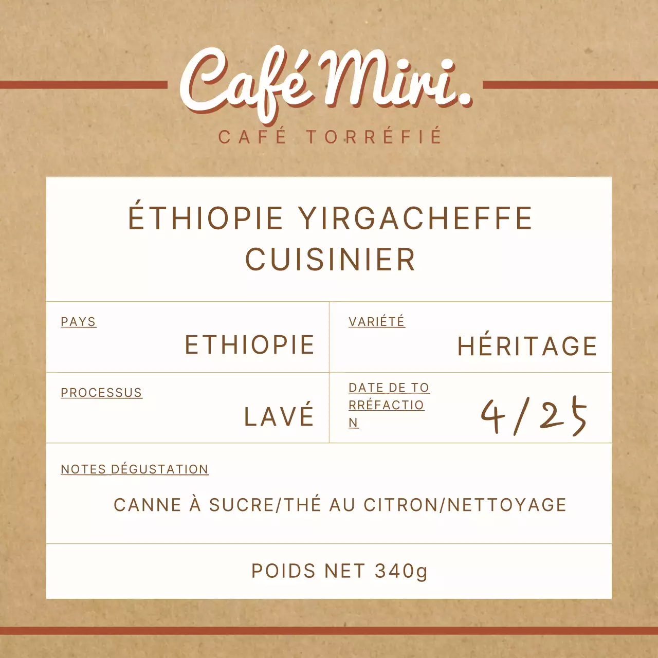 Étiquettes pour grains de café