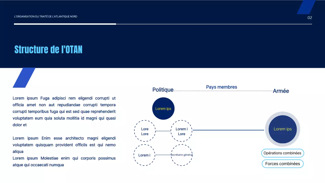 Présentation simple de l'Organisation du traité de l'Atlantique Nord en bleu