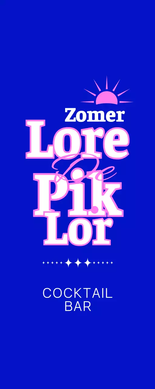 Promoot een cocktailbar met een blauwe en roze zonillustratie