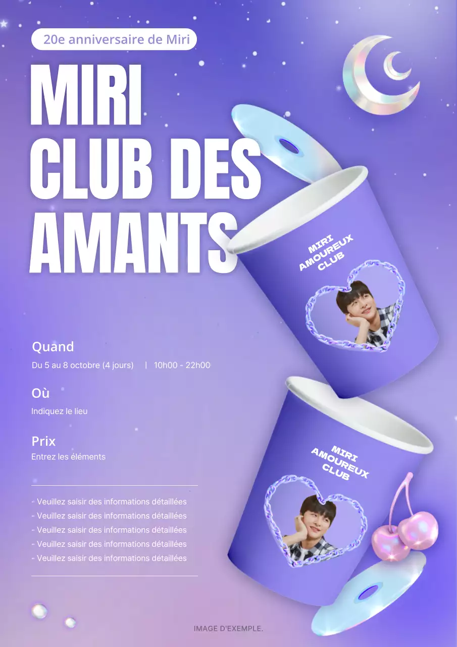 Café d'anniversaire ciel nocturne pailleté violet