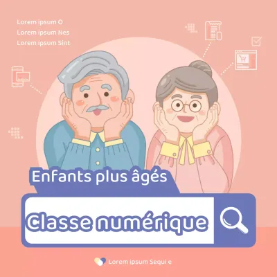 Thème de classe numérique senior rose et bleu