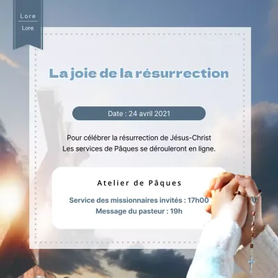 Service religieux de Pâques soigné en bleu clair