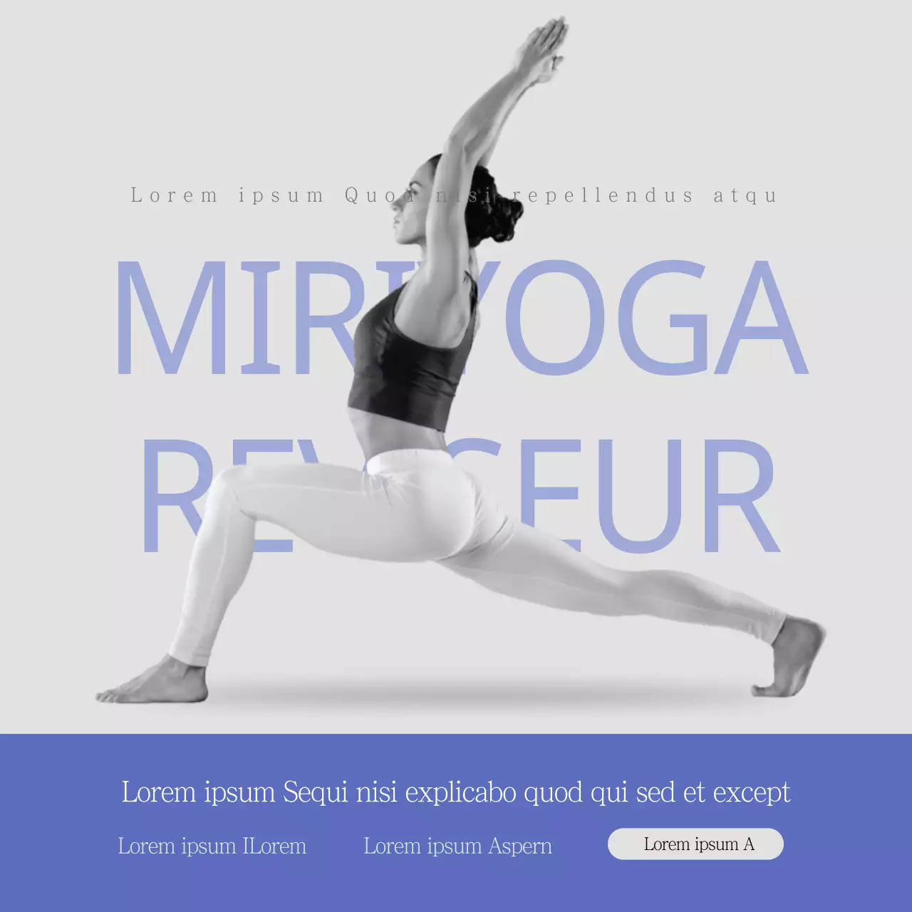 Recrutement de yoga en gris et bleu, surligné par des photos