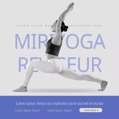 Recrutement de yoga en gris et bleu, surligné par des photos
