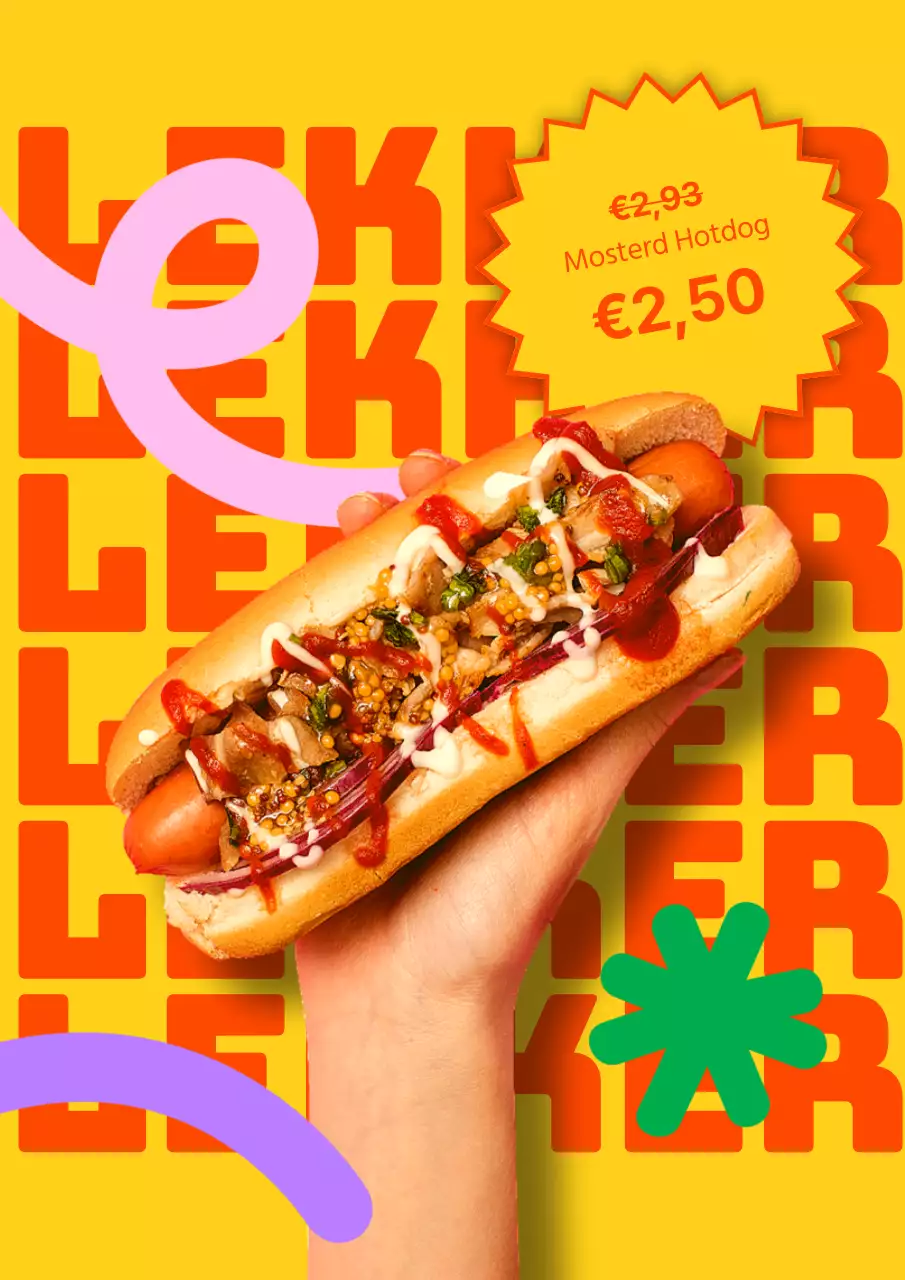 Kleurrijke gele en oranje voedsel menuposter