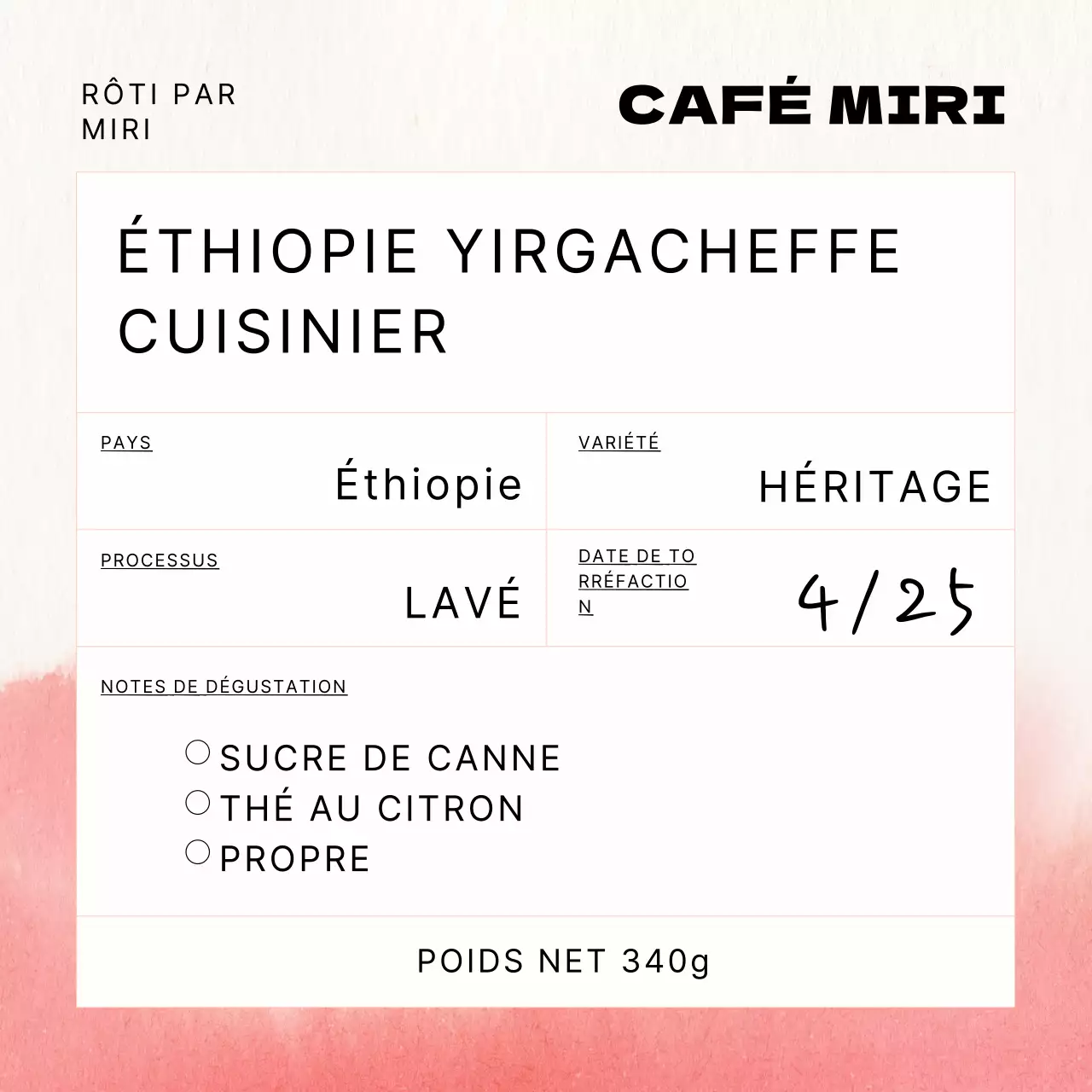 Étiquettes pour grains de café